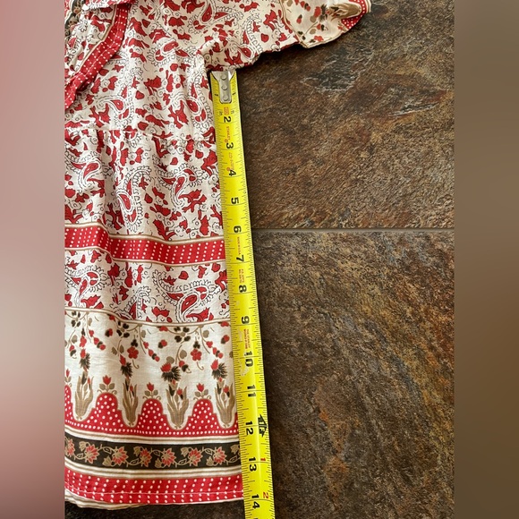 New women’s Calypso St Barth cotton quilt milkmaid boho flowy ruffle top. Large - Picture 13 of 16